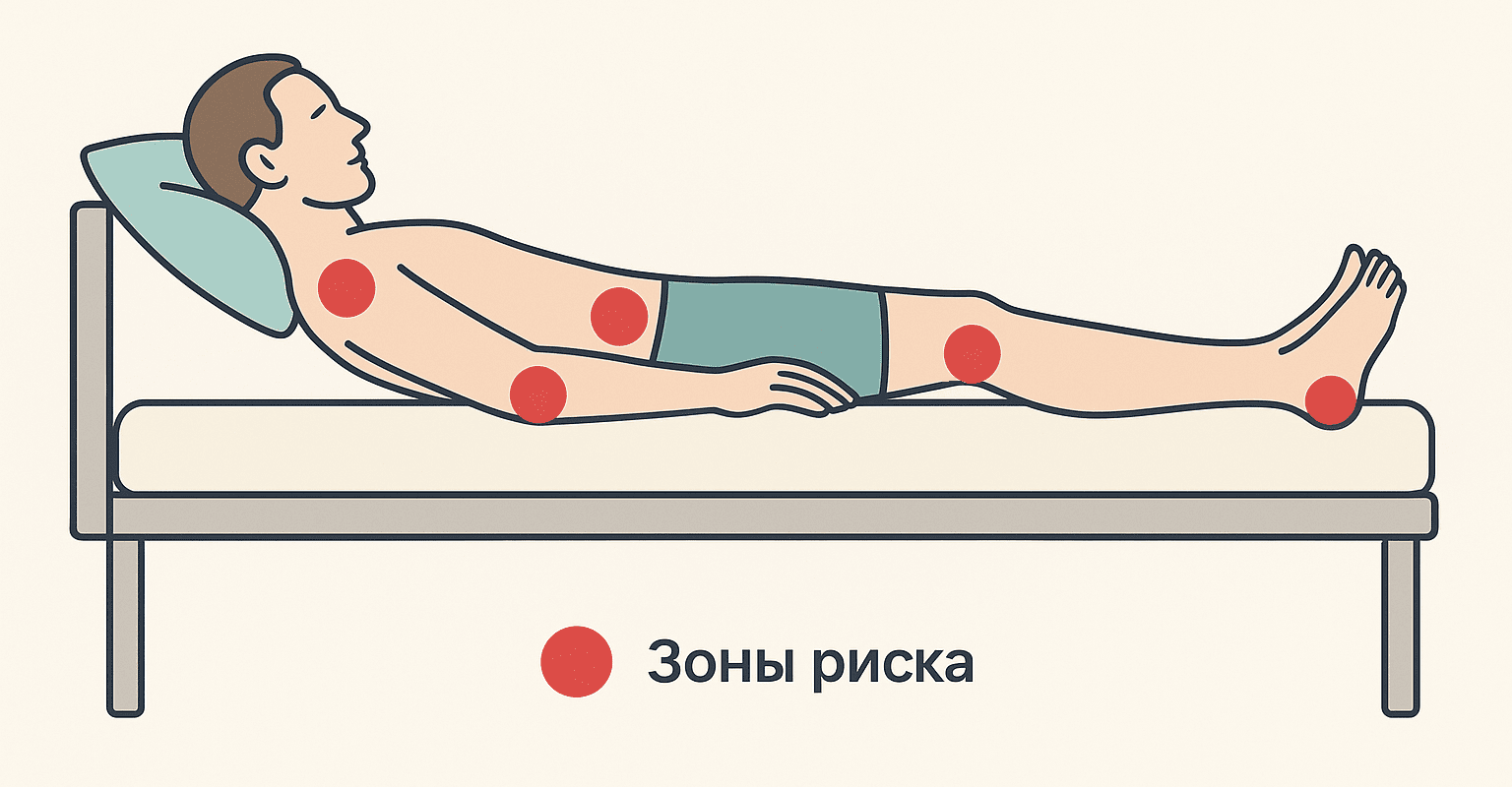 Зоны повышенного риска появления пролежней