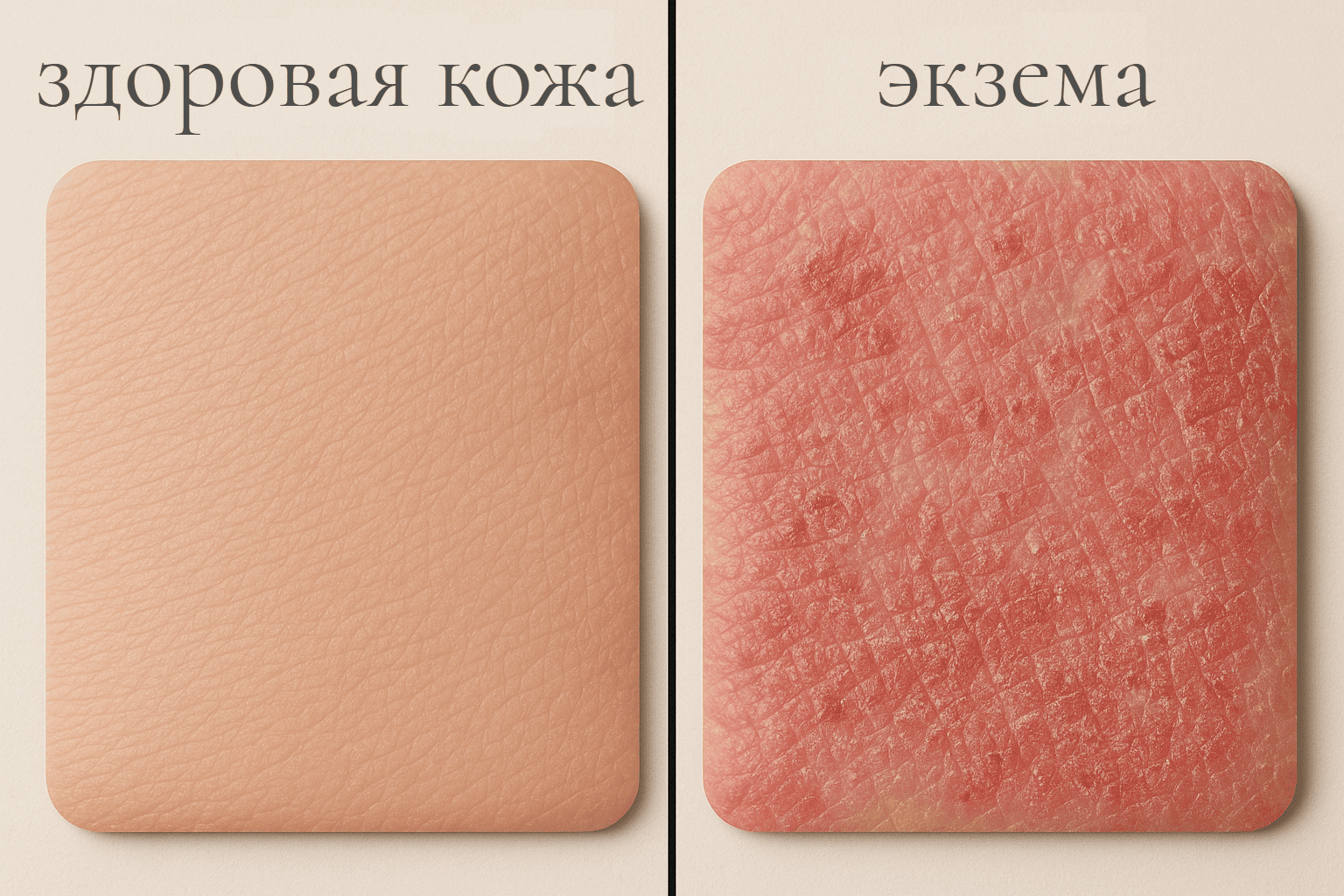 Сравнение здоровой и поврежденной кожи
